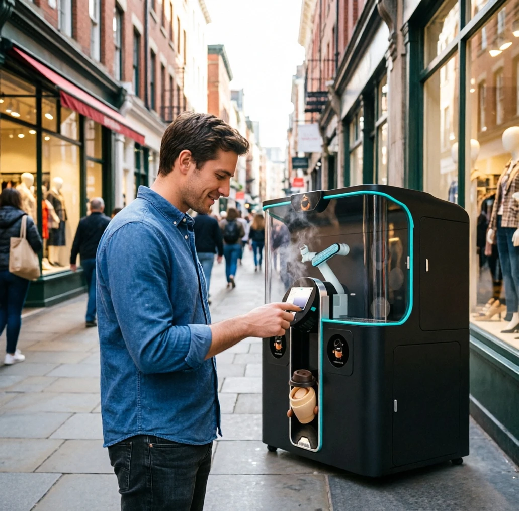 Self Service Coffee Vending Machine Independent Beverage Buttons Fast Out Cup Speed Instant Milk Tea Cocoa Vending Equipment