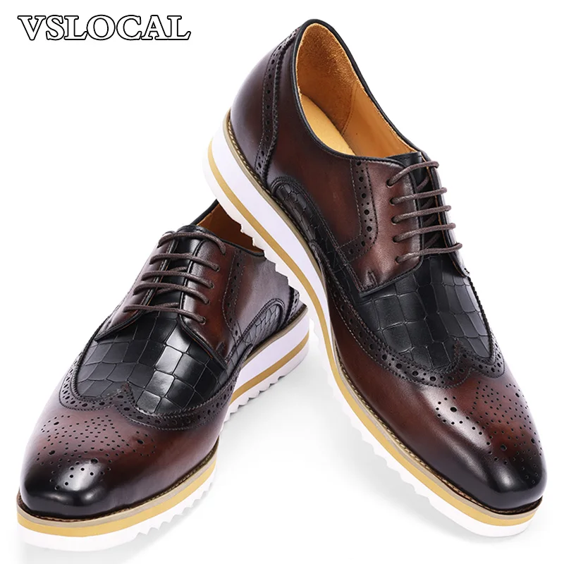 Luxury Brand Men Leather Shoes Mixed Colors Lace up Casual Dress Mens Shoes Comfortable Sports Outdoor Daily Shoes Men