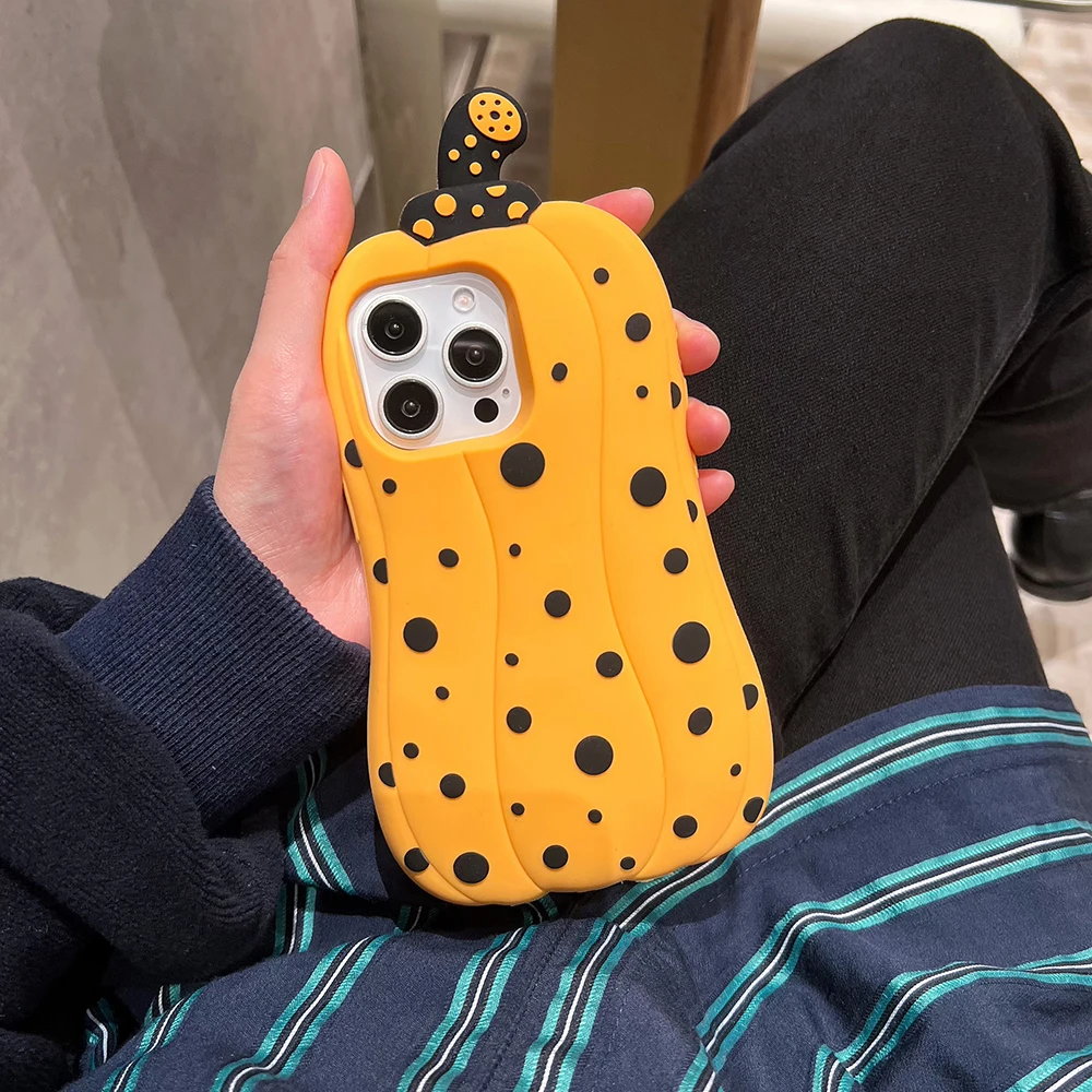 Für iPhone 13 14 15 Plus 16 Pro Max Kawaii Gemüse Polka Dots Kürbis Hülle Weiche Silikonhülle – Detail 3