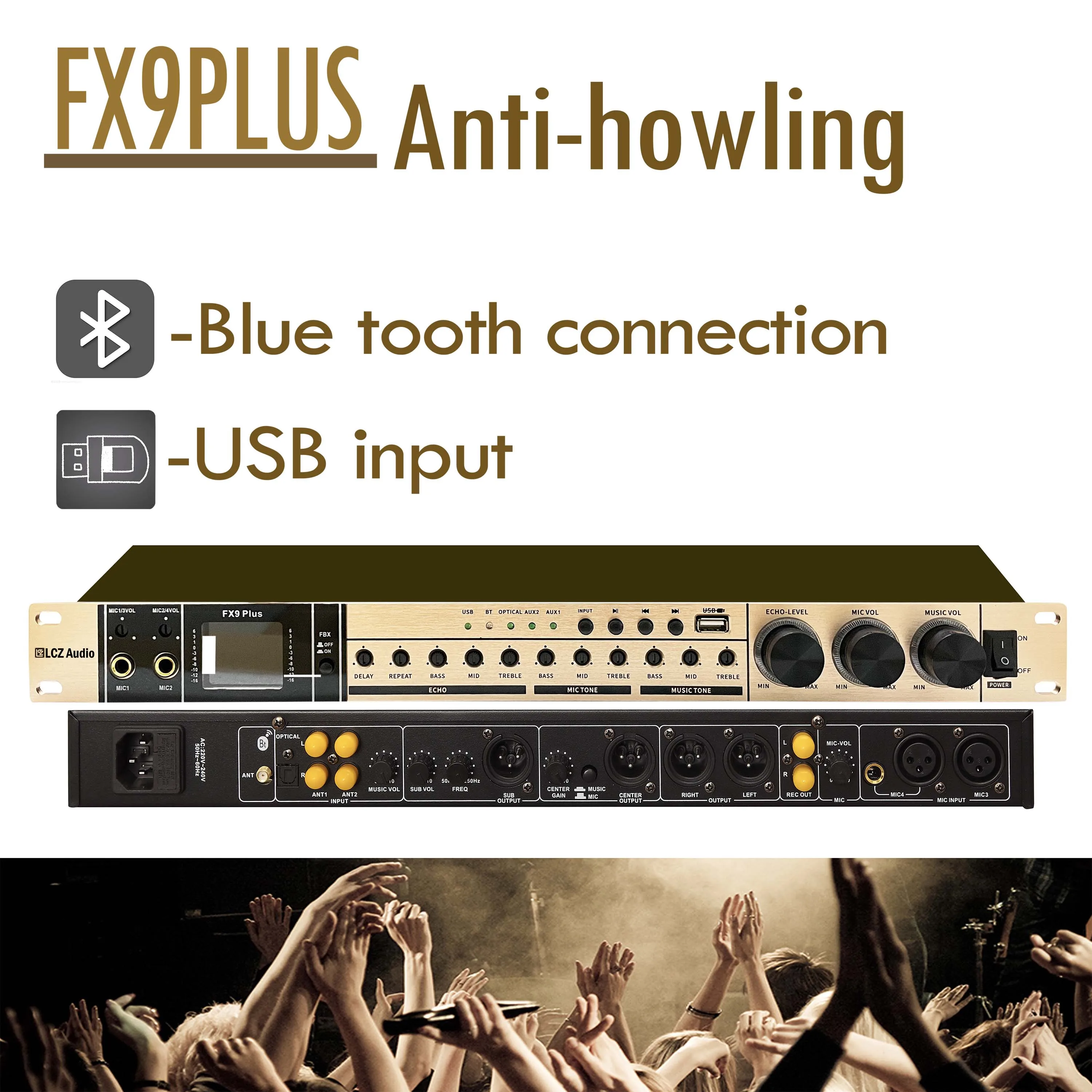 LCZ AUDIO Fx9plus Karaoke Pre-effects KTV Professional Digital Audio Echo Effect Processor A Key To Prevent The Noise