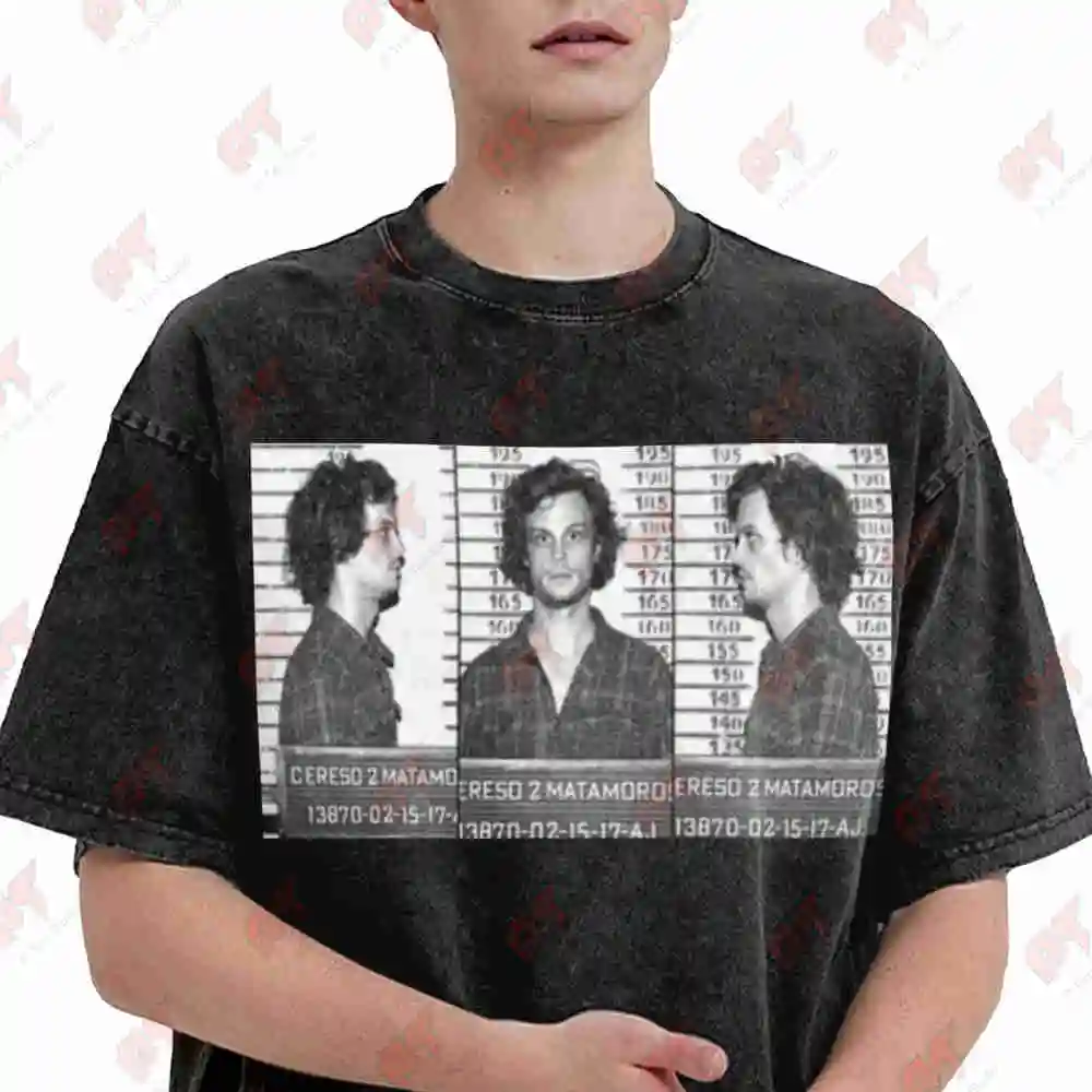 Spencer Reid Mugshot Criminal Minds Tv Series Vintage Vintage Washed Tee Pure Cotton T-Shirt
