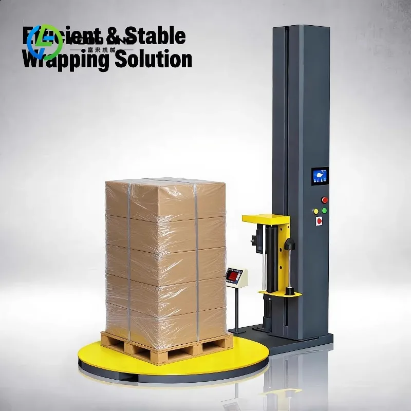 Custom Fully Automatic Electric Pressure-Top Stretch Film Wrapping Machine for Carton Industrial Pallet High Capacity Heavy Duty