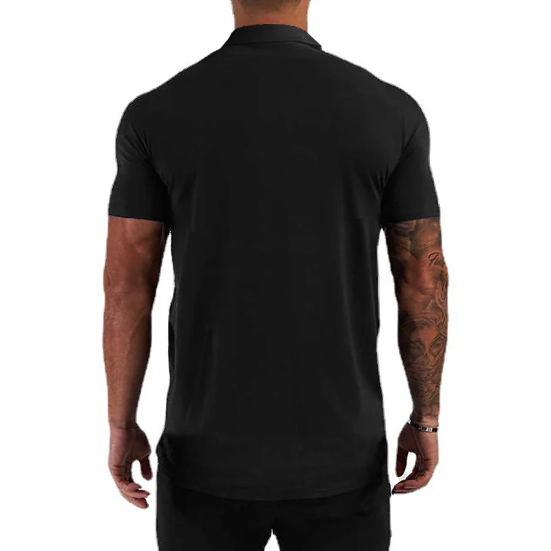 Mens Casual Running Short Sleeve Polo Shirts Summer Cotton Breathable Polos Gym Fitness Sport Clothing Bodybuilding T-Shirts
