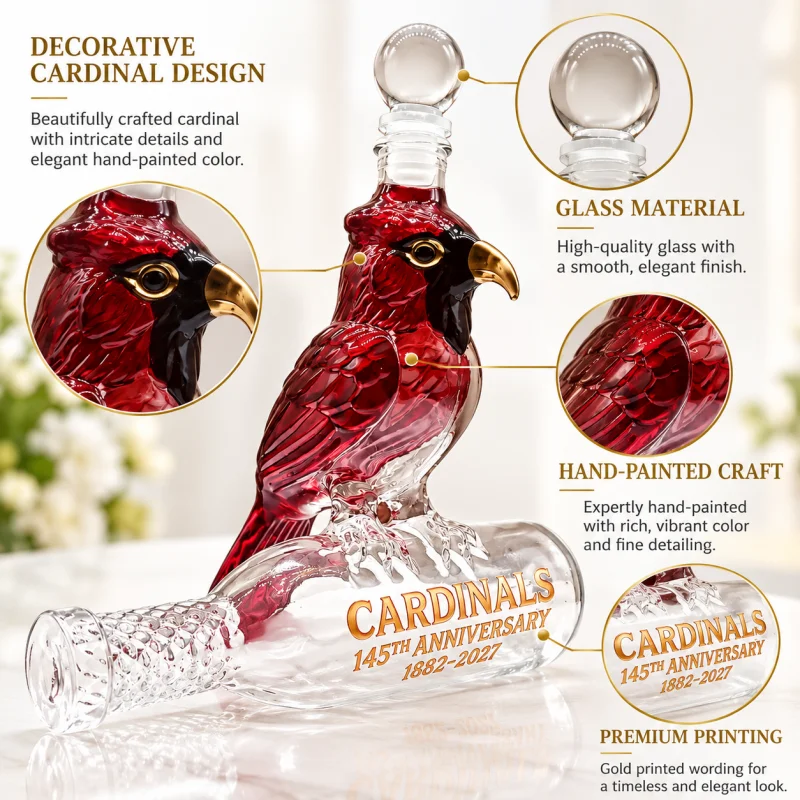 Red Cardinal Bird Glass Whiskey Decanter Creative Bird Shaped Liquor Bottle Home Bar Decoration Collectible Gift