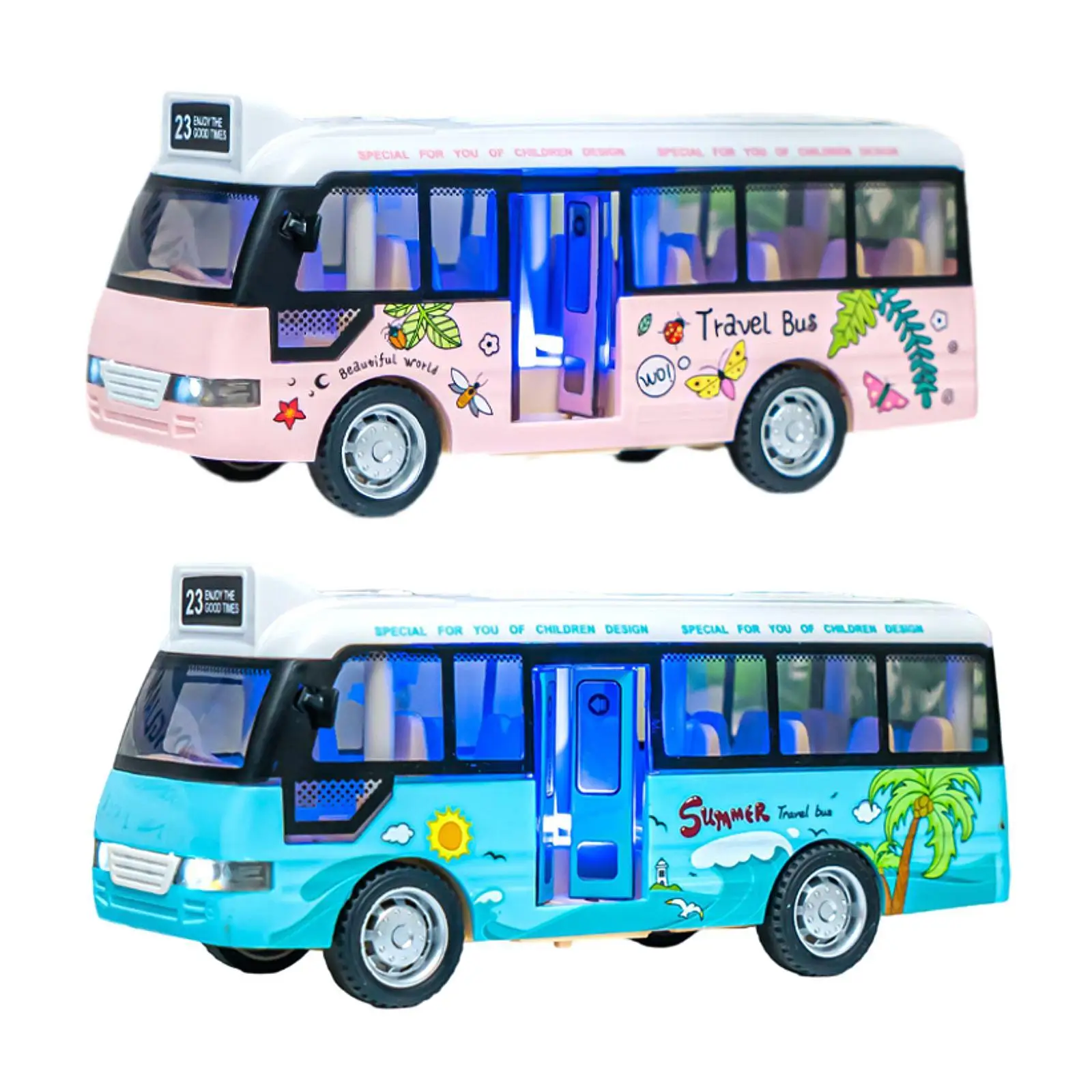 Kids City Bus Toy Lightweight Bus with Sounds and Lights for Boys Girls Gift