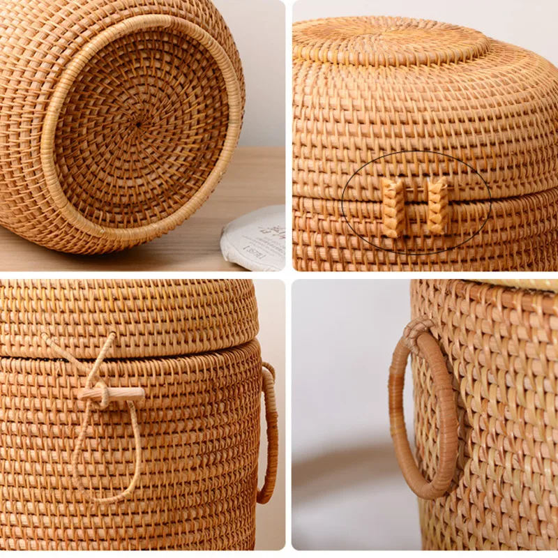 Artisanal HandWoven Rattan Storage Basket Versatile EcoFriendly Organizer Clamshell Design Laundry Jewelry Box