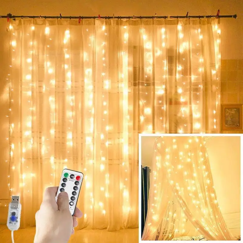 6M LED Curtain Garland on The Window USB Power Fairy Lights Festoon with Remote New Year Garland Led Lights Christmas Decoration