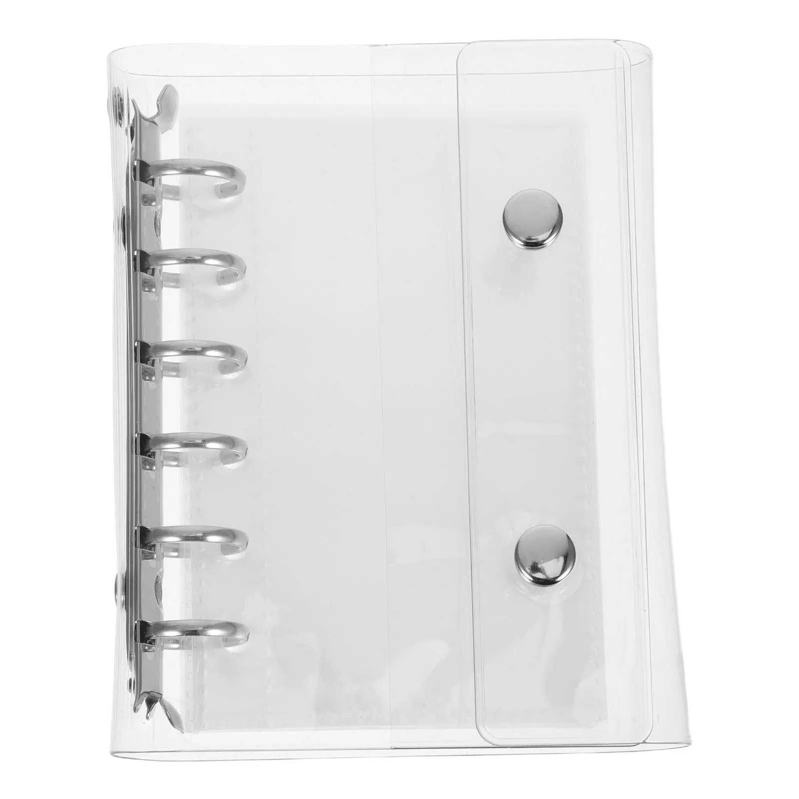 

A7 PVC Soft Clear Binder Cover Snap Button Closure 6 Ring Loose Leaf Notebook Cover for Planners Diaries Notes Budget Sheets