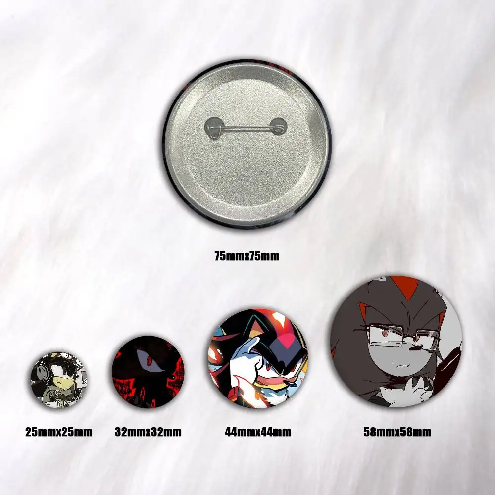 A-Shadow The Hedgehog Anime Art Badges Button Round Creative Pin Brooch Badge Bag Decor Accessories Fans Collect Friends Gifts