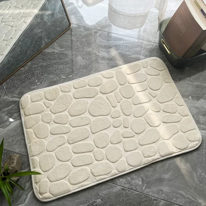 Non Slip Carpets Cobblestone Embossed Bathroom Bath In Wash Basin Bathtub Side Floor Rug Shower Room Doormat Memory Foam Mat