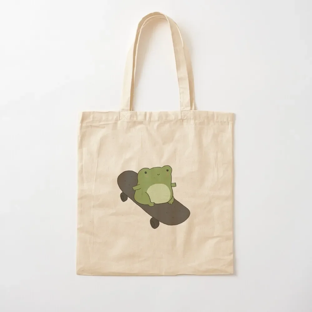 Kawaii Cottagecore Skateboarding Frog: Skater Gift for Kids, Youth, Teens, Juniors, Boys, and Girls Who Love Froge Spor Tote Bag