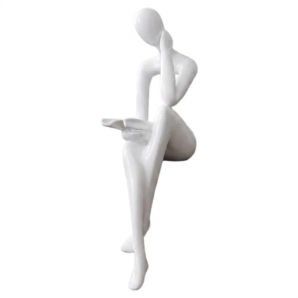 Minimalist Abstract Thinker Sitting Figurine Plastic Modern Reading Figure Statue 3D Printing Aesthetic