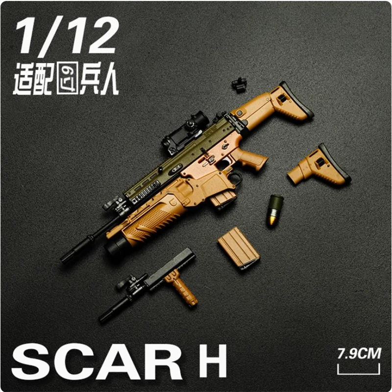 

1/12 Soldier Special Forces Scene Accessories SCARH Weapon Resin Parts Model Toy For 6'' Action Figure Doll Body In Stock