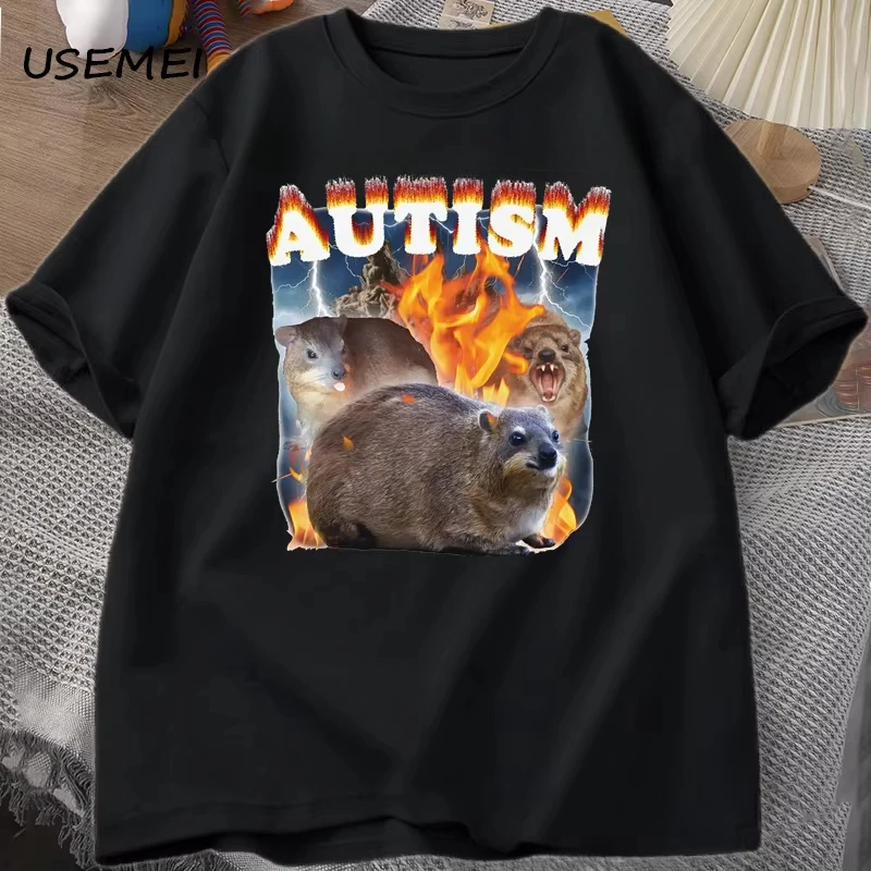 Autism Capybaras Graphic T Shirt Funny Meme Cotton Short Sleeve Tshirt Causal Women Men Printed T-shirt Male Clothing Tops