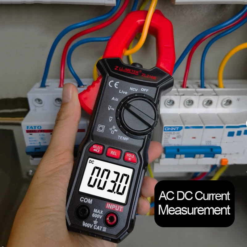 Digital Clamp Meter, AC DC Multímetro atual, True RMS, Auto Rms Capacitância, Amperímetro, 600A