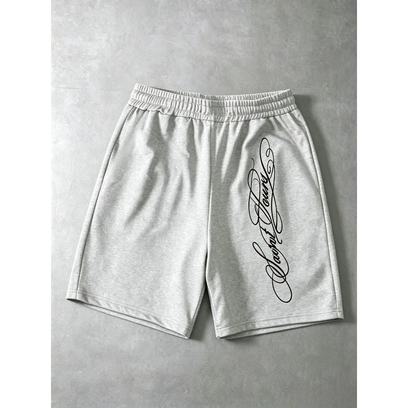 

Men's Casual Shorts, Elastic Waistband Shorts with Pockets, Vintage Print with Slogans Very Suitable for Casual Occasions