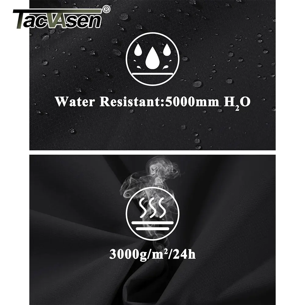 TACVASEN Waterproof Lightweight Jackets Men\'s Multi-Pockets Mesh Lined Outdoor Fishing Hiking Jacket Rain Coat Male Windbreaker