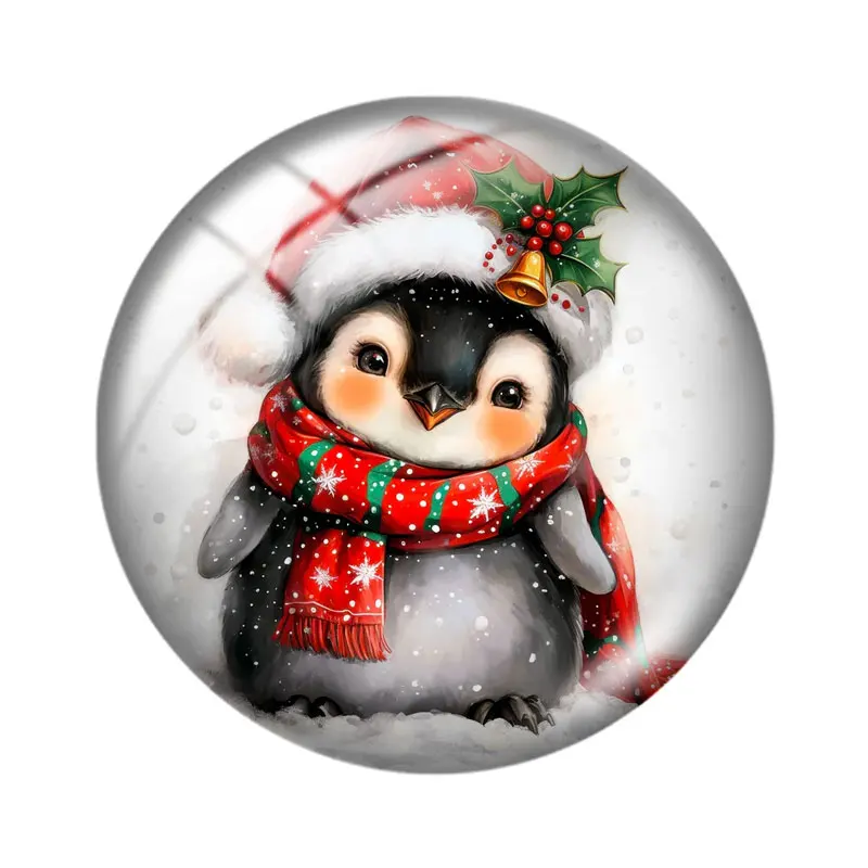 Winter Penguin Clipart 10pcs 12mm/18mm/20mm/25mm Round photo glass cabochon demo flat back Making findings