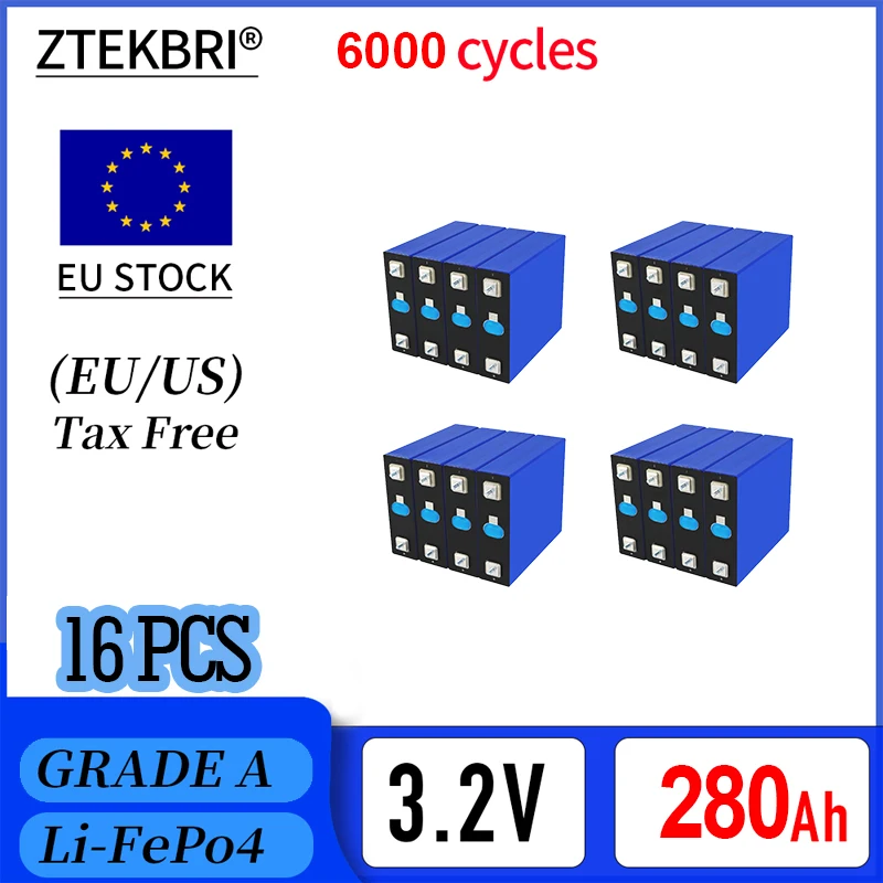 ZTEKBRI 280Ah 3,2 V LIFEP04 sistema de energía de almacenamiento de batería gran oferta para DIY 12V 24V 32V 48 paquete de baterías