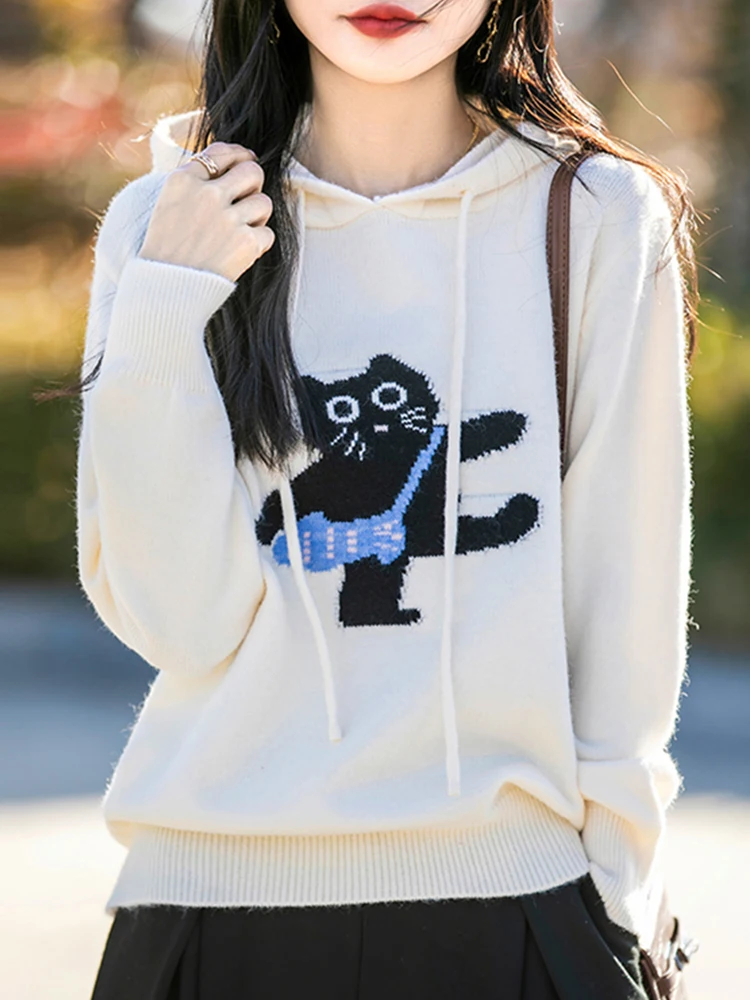

Женская вышитая толстовка на весну-осень, модный вязаный топ больших размеров, осенне-зимний свитер
