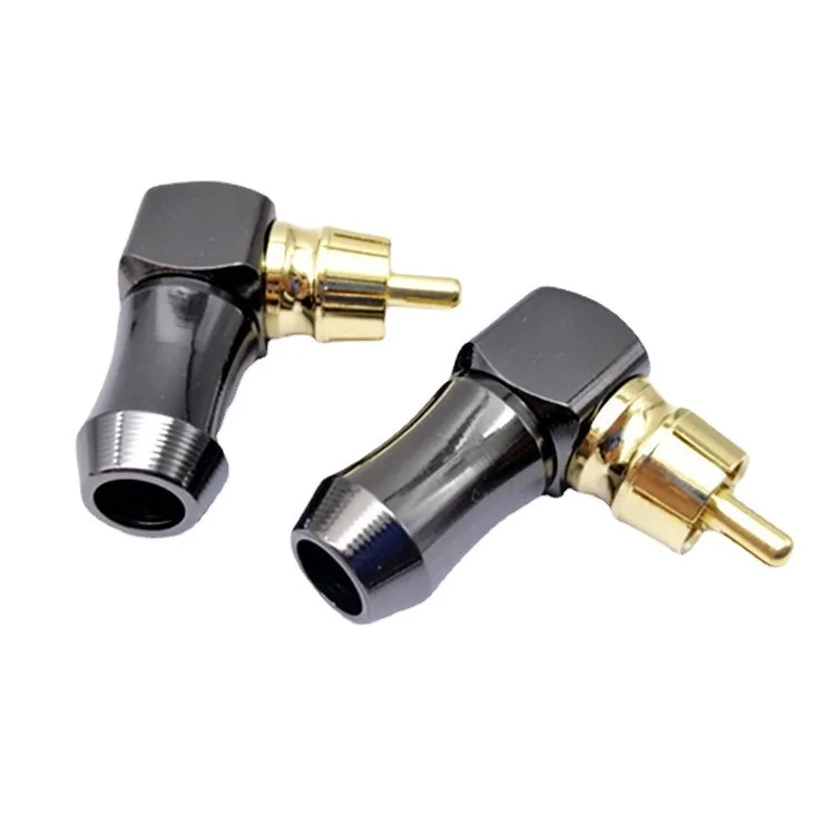 1/4/10pcs 90 Degree Gun Black L Type RCA Male Connector Gold Plated Copper Lotus Elbow Soldering Short Tail Audio Plug