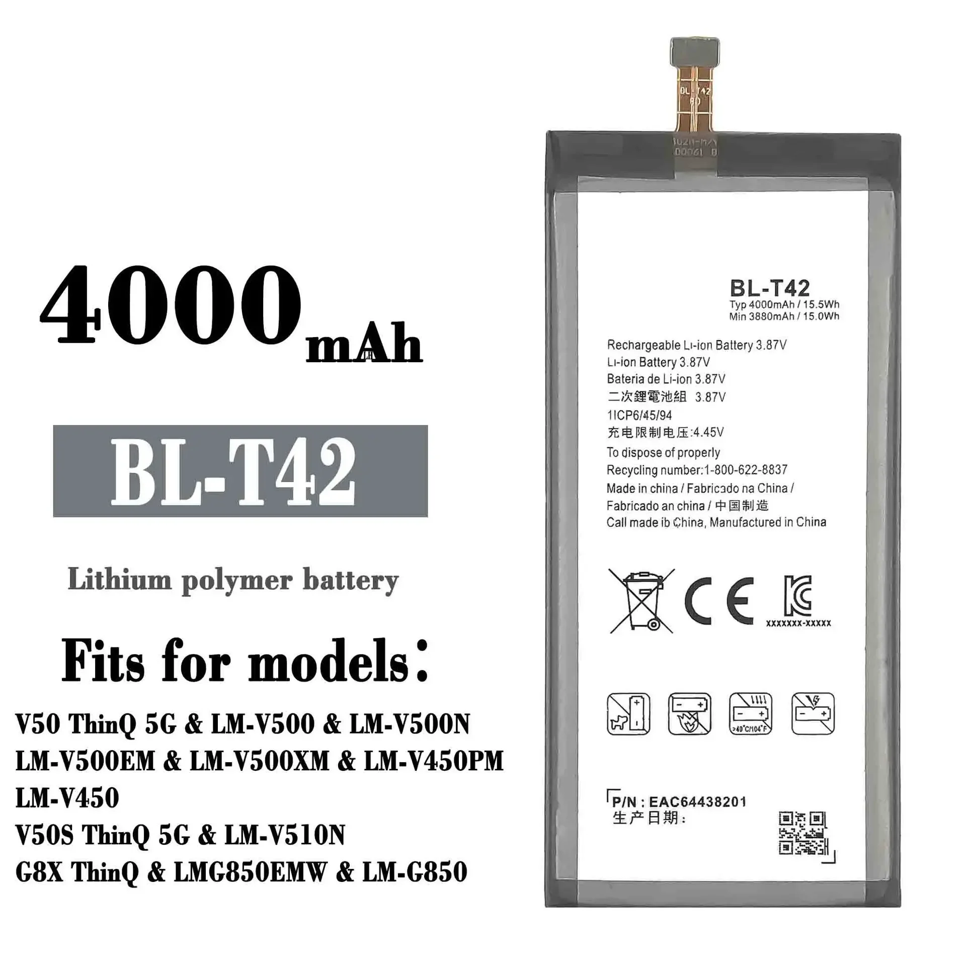 High Quality Replacement Battery For LG V50 ThinQ V50S G8X BL-T42 Large Capacity Built-in Mobile Phone Battery Lithium Battery