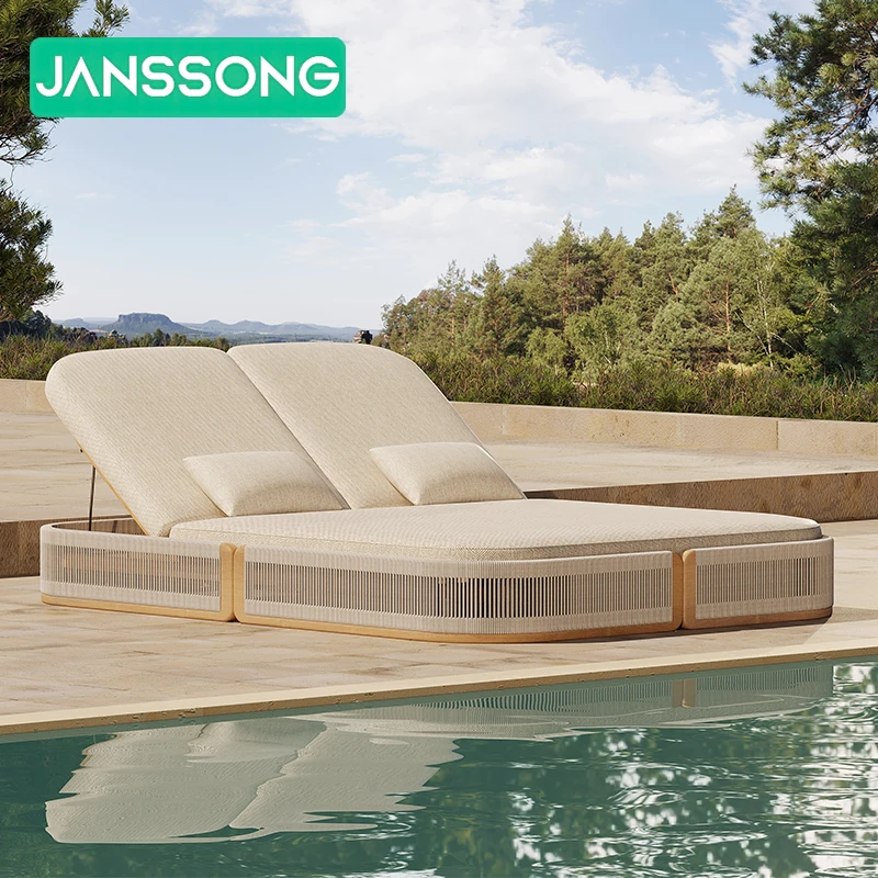 

Modern Hotel Outdoor Sun Lounger Luxury Villa Outdoor Furniture Chair Resort Outdoor Sun Lounger Beach Double Lounger Chair Set