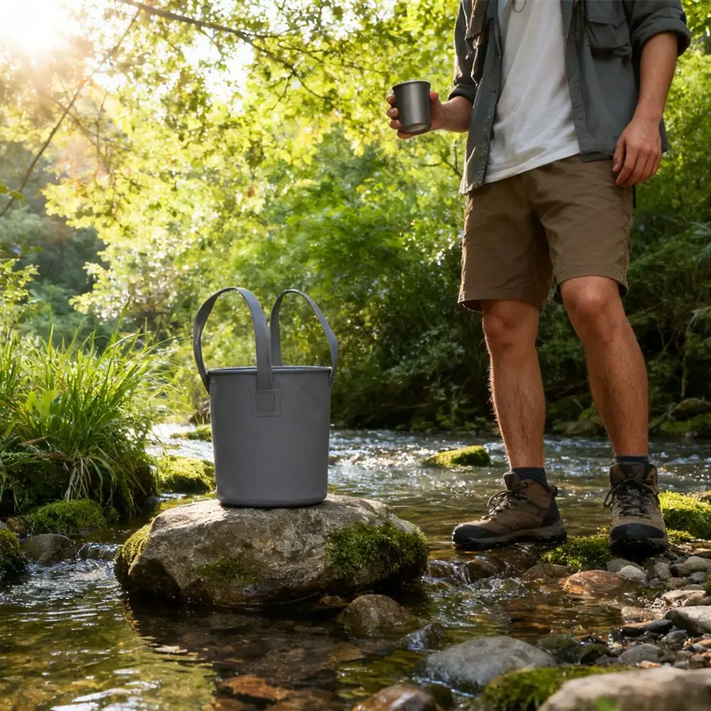 Reusable Water Storage Bag Portable with Handle Collapsible Water Container Large Capacity Food Grade Outdoor Water Bag