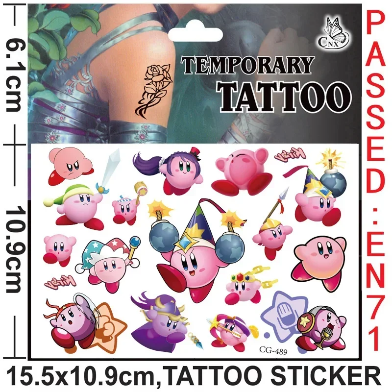 Kirby Tattoo Sticker Game Party Supplies Waterproof Tattoo Stickers Anime Figure Cartoon Cute Tatoo Children Kids Gifts Cosplay