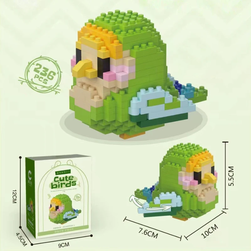 Mini Building Blocks 3D Bird Series Cute Parrot Model Bricks Set Assemble Kawaii Table Decor Toys for Kids Gifts