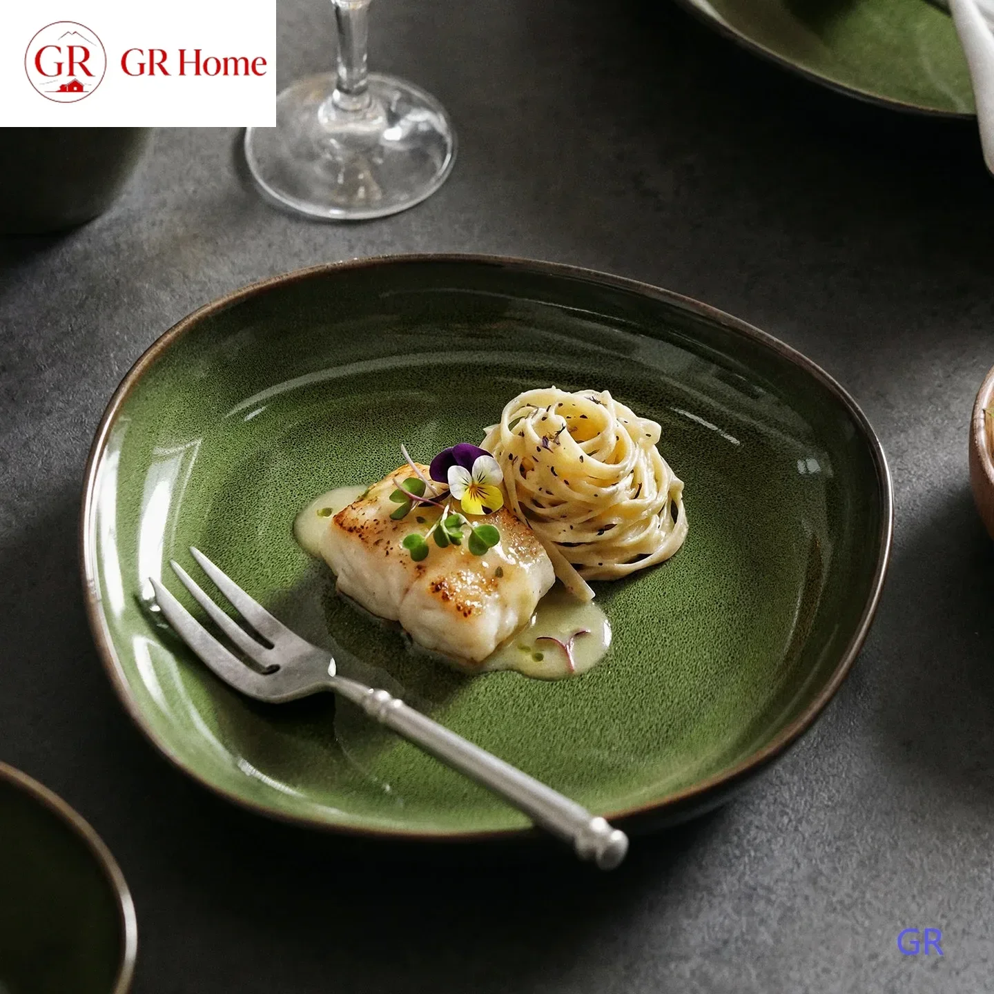 Shallow River Irregular Ceramic Kiln Change Deep Plate Glaze Under Restaurant Soup Steak Salad Dish