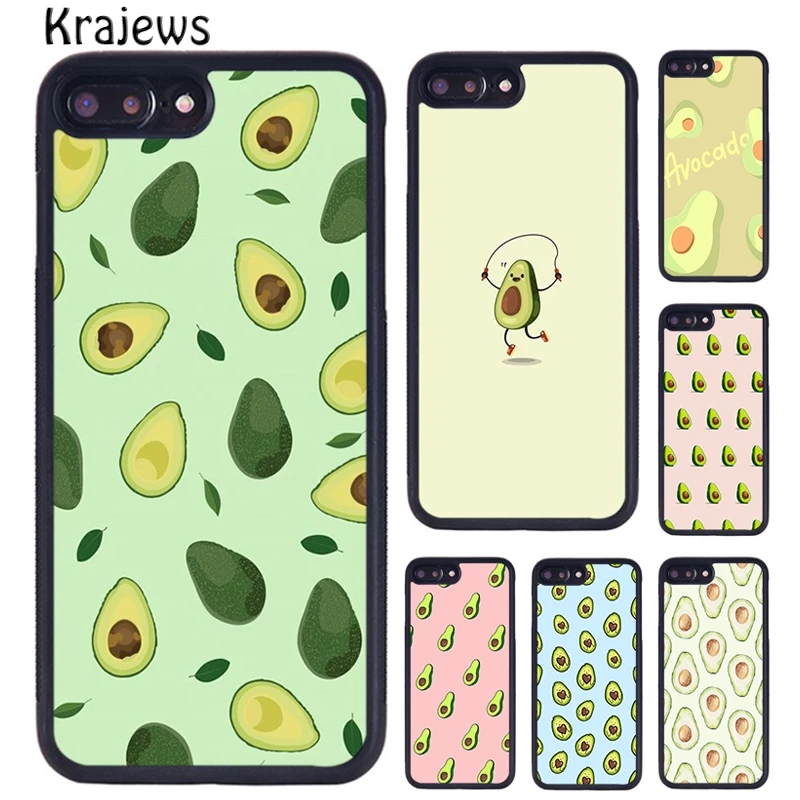 Krajews Cute Avocado Food Pattern Phone Case Cover For iPhone 16 15 14 plus X XS XR 11 12 13 pro max coque