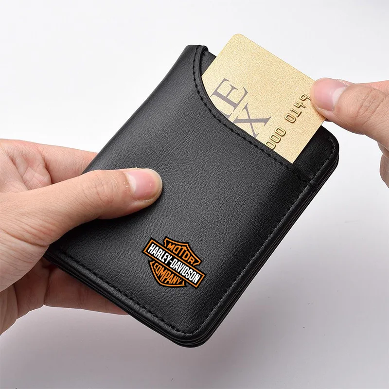 For Harley Davidson Leather Car Emblem Soft Wallet Leather Mini Credit Card Purse Portable Small Wallet Motorcycle Accessories view 2