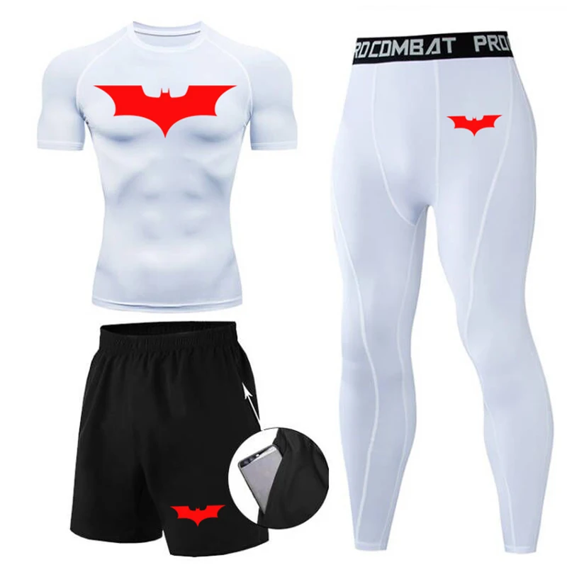 Quick Dry Running Shirt Men Rashgard Fitness Sport Gym T-Shirt Superhero Set Gym Clothing Workout Short Sleeve Tshirt For Men