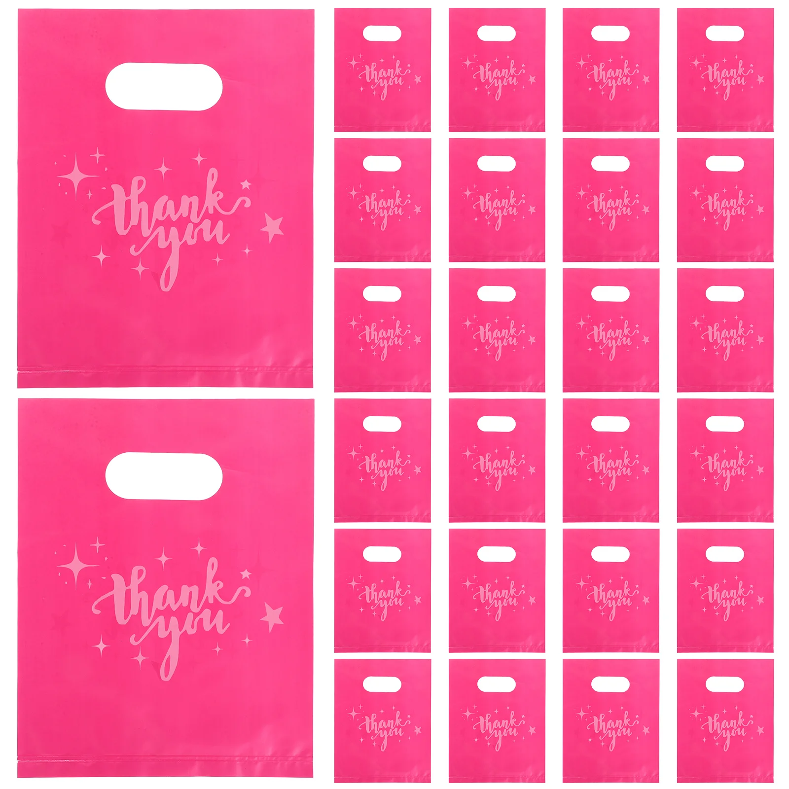 

100 pcs Gift Ultrathick Glossy Flat Pocket Handle Thank You Print Party Favor Bags For Retail Bakery Halloween Christmas Goodie