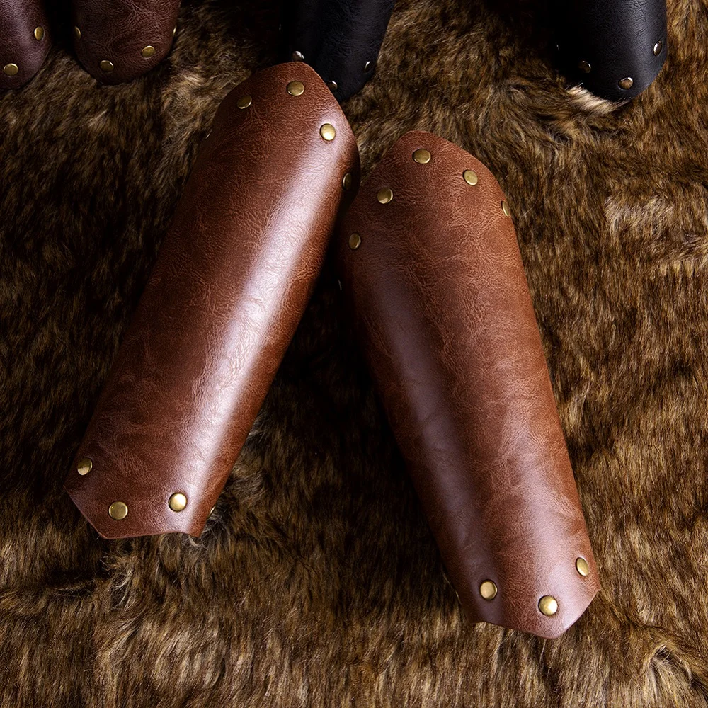 Męskie Średniowieczne Cosplayowe Nakładki na Ręce ze Skóry PU, Sznurowane, Wikingowie, Piraci, Rycerze, Rękawice, Ochraniacze na Nadgarstki, Bransoletki, Akcesoria Steam Punk
