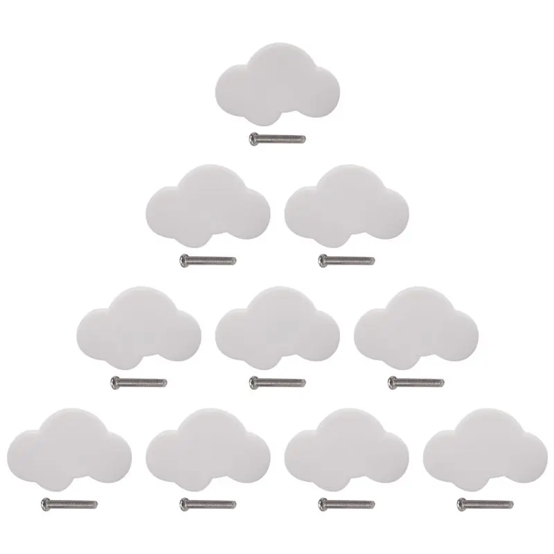 A72P 10Pcs Cartoon Cloud Furniture Handles Children Room Knobs Handles Drawer Pull Handle Door Knob For Bedroom Kitchen