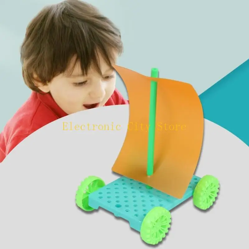 Hands On Rakitan Kendaraan Energi Angin Bertenaga Angin Mainan Mainan Set untuk Kid Hu8d