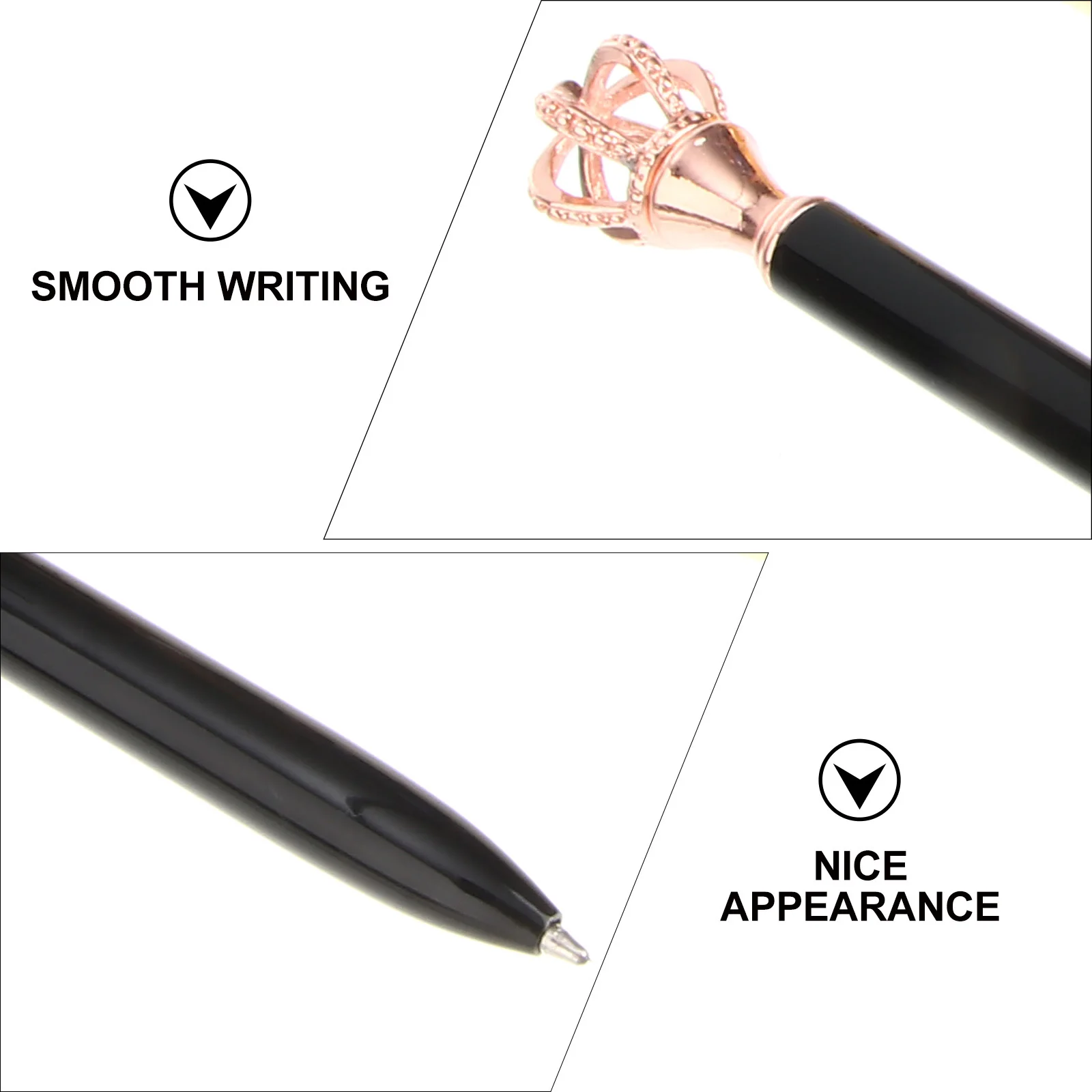Stylo Gel tête de couronne en métal, 4 pièces, Design créatif, noir galvanisé or argent, belle papeterie pour usage scolaire