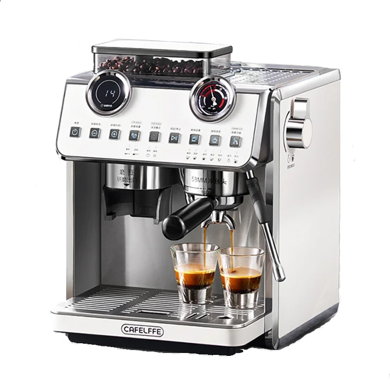 

Automatic Italian Espresso Machine with Grinder Powerful Steamer Coffee Maker for Home and Office