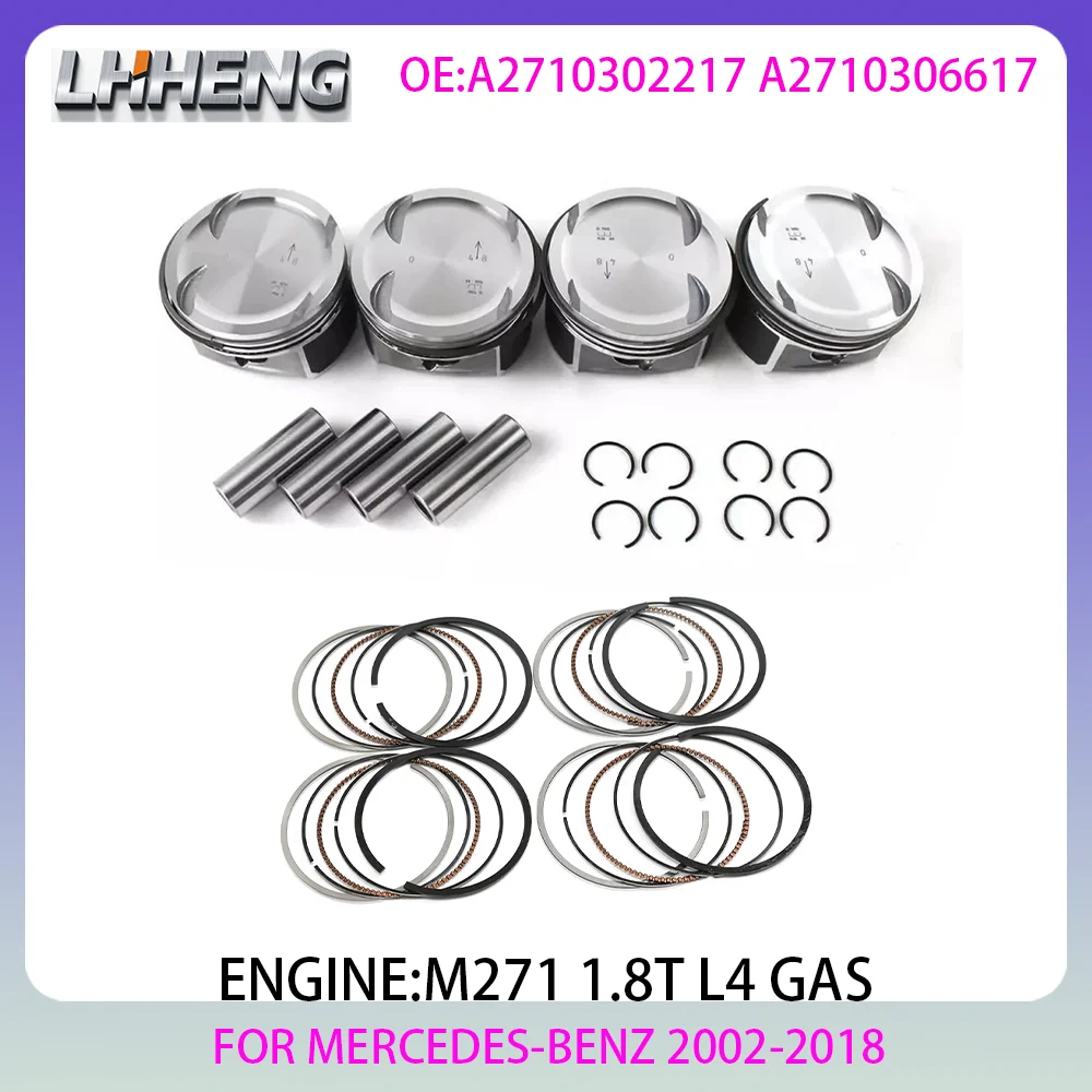 M271 Engine Piston & Piston Ring set For MERCEDES-BENZ A209 W203 CL203 S203 C209 S204 W211 1.8L 1.8 L T L4 GAS 02-18 A2710302217