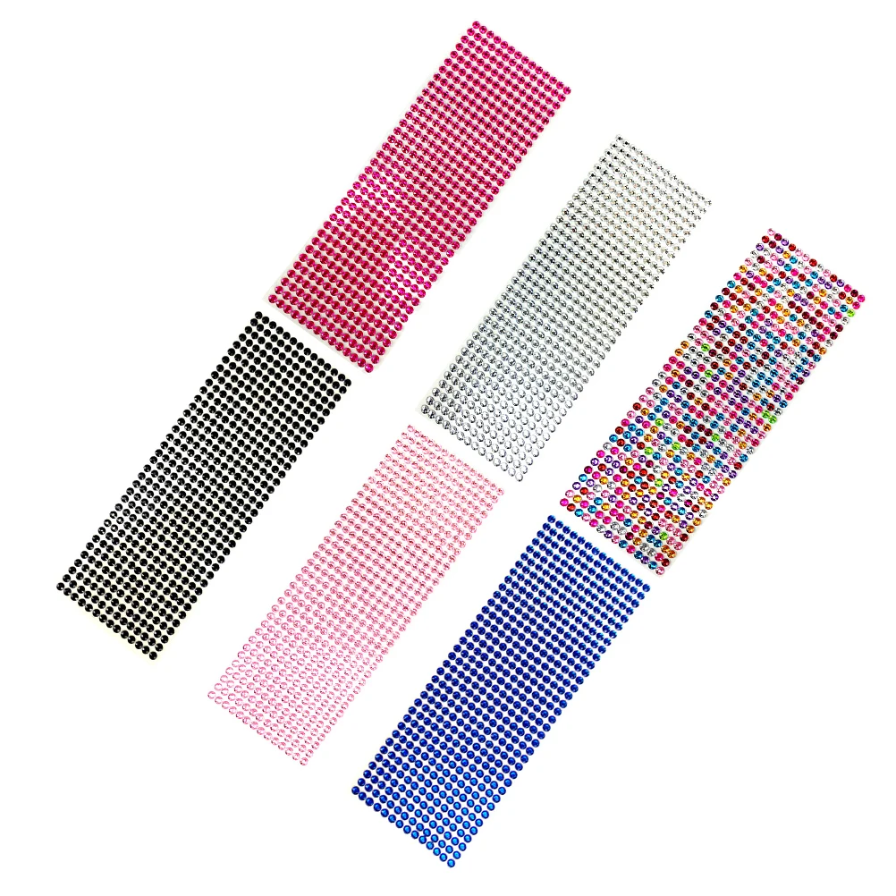 

6 Sheets Acrylic Self Adhesive Car Sticker Hand Account Decorative Face Gems Rhinestone Nail Diamond Jewels Scrapbook