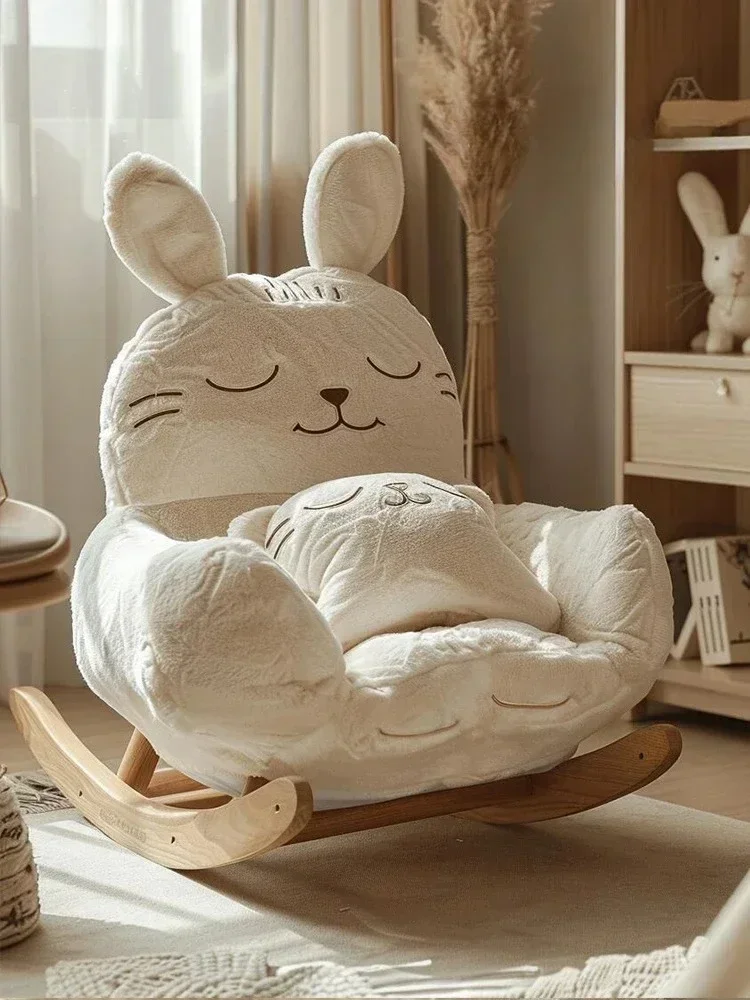S Cute Rabbit Rocking Chair Balcony Leisure Chair Lazy Sofa