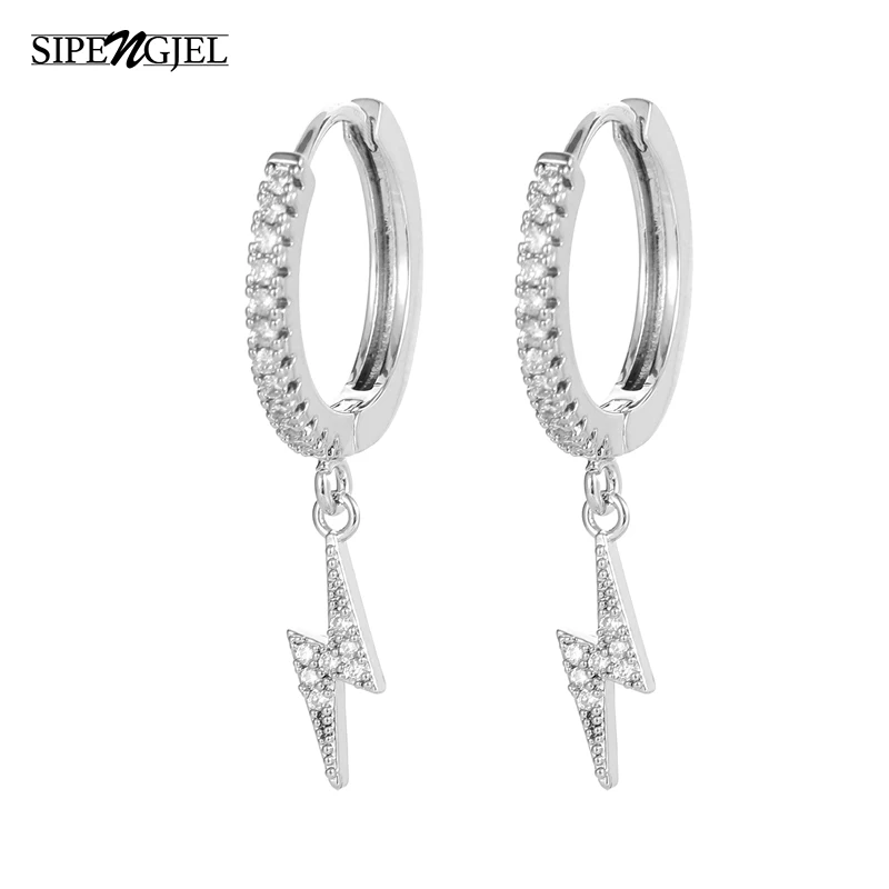 SIPENGJEL-Brincos de Zircão Cúbico para Mulheres, Brincos de Argola Circular Simples, Piercing Coreano, Acessórios Jóias, Moda