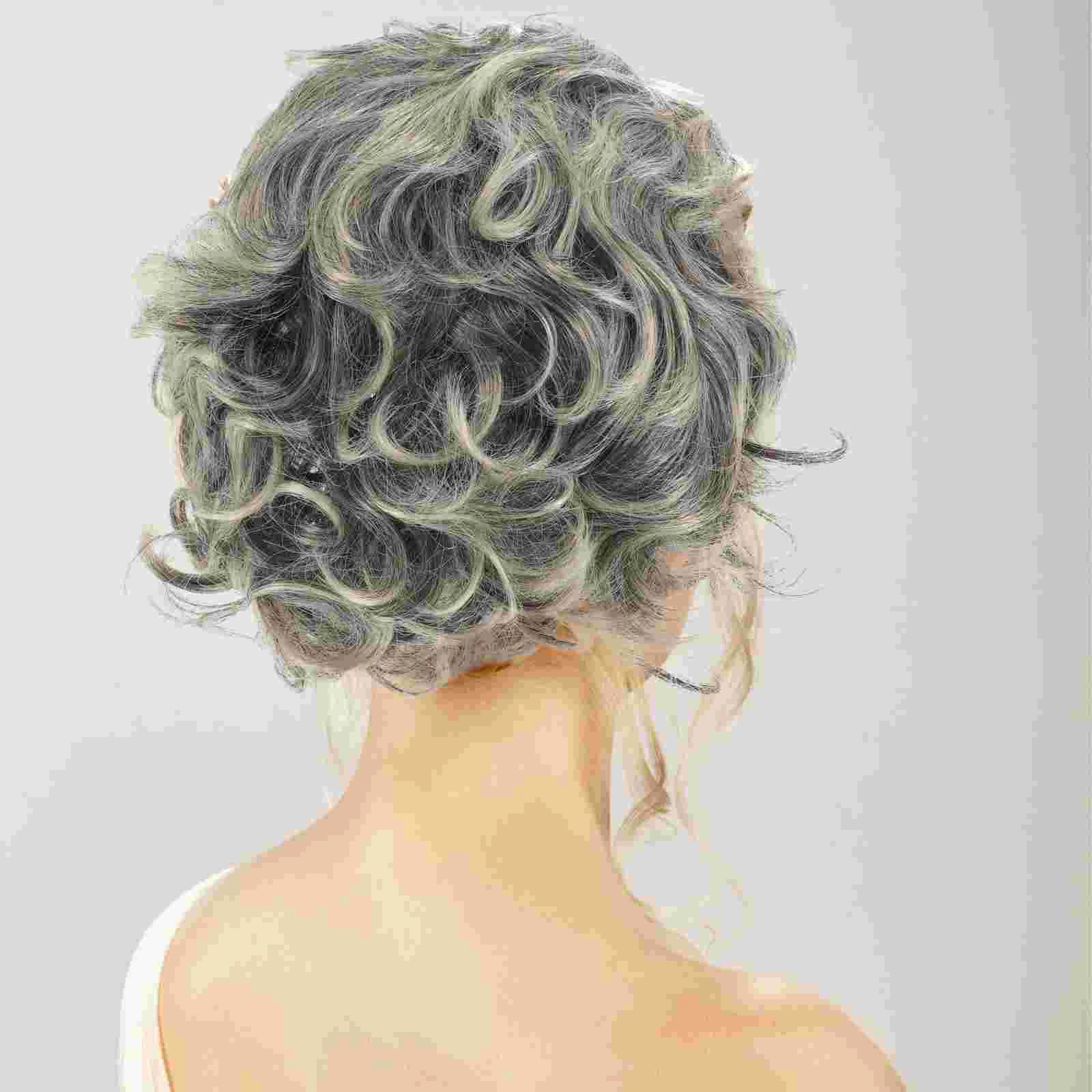 Old Lady Wigs Bulk Curly Closure Human Hair Girl Outfits Grey Short Granny Shortwave Miss