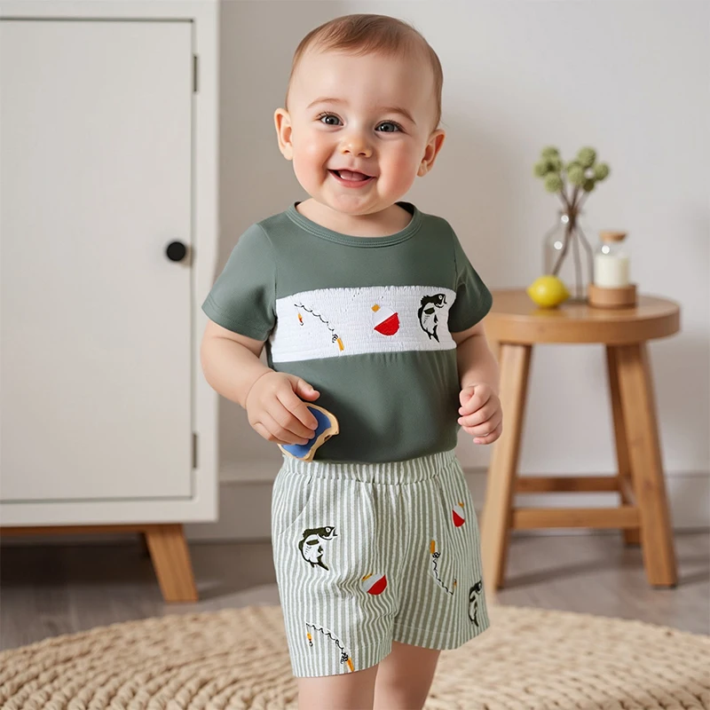 Fish Embroidery Baby Set 3