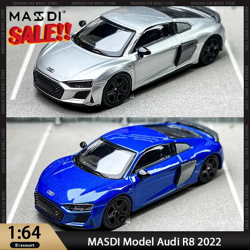 

MASDI 1:64 Audi R8 v10 Модель суперкара 2022, версия из сплава, литой под давлением автомобиль, имитация спортивного автомобиля, коллекция подарок на Рождество