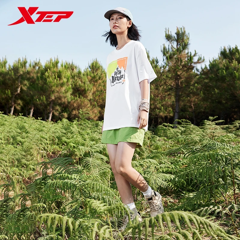 Xtep Short Sleeve Knitted Shirt For Men And Women 2024 Summer Everyday Unisex T-shirt Cotton Soft Outdoor Tops 876227010077