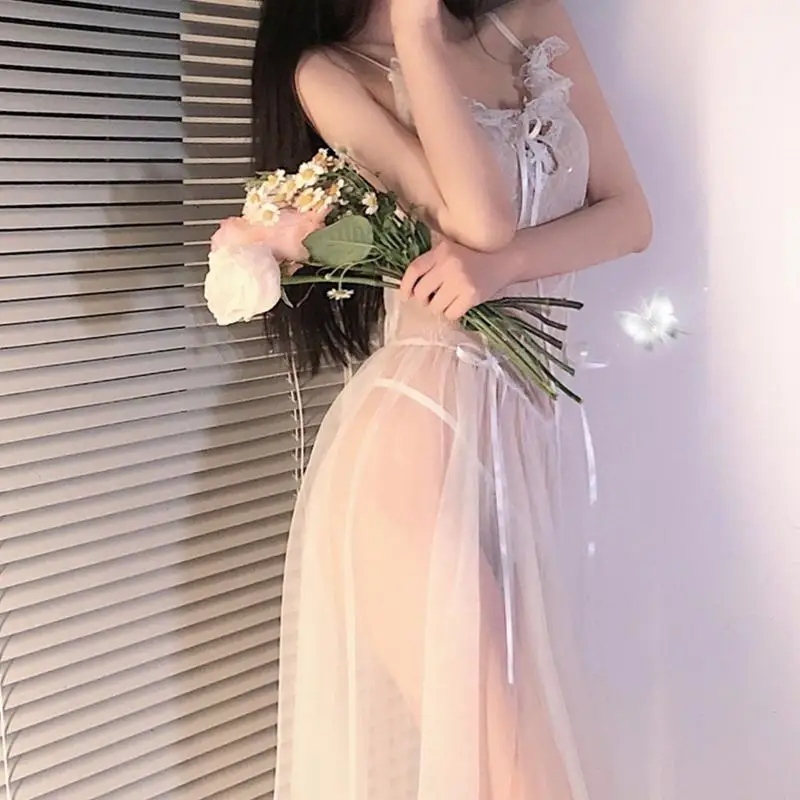 الدانتيل ثوب نوم مثير ملابس نوم النساء عميق الخام