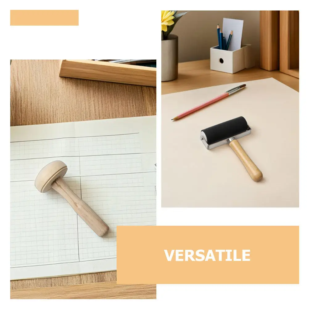 5Pcs Printmaking Tool Set Wooden Mushroom Roller Rubber Printing DIY Craft Art Stamp Accessories Ink Rubbing Tool